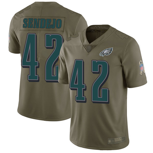 Men Philadelphia Eagles #42 Andrew Sendejo Limited Olive 2017 Salute to Service Football NFL Jersey->philadelphia eagles->NFL Jersey